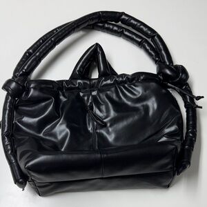 Olend Black Faux Leather Tote Handbag - Sleek Everyday Carry